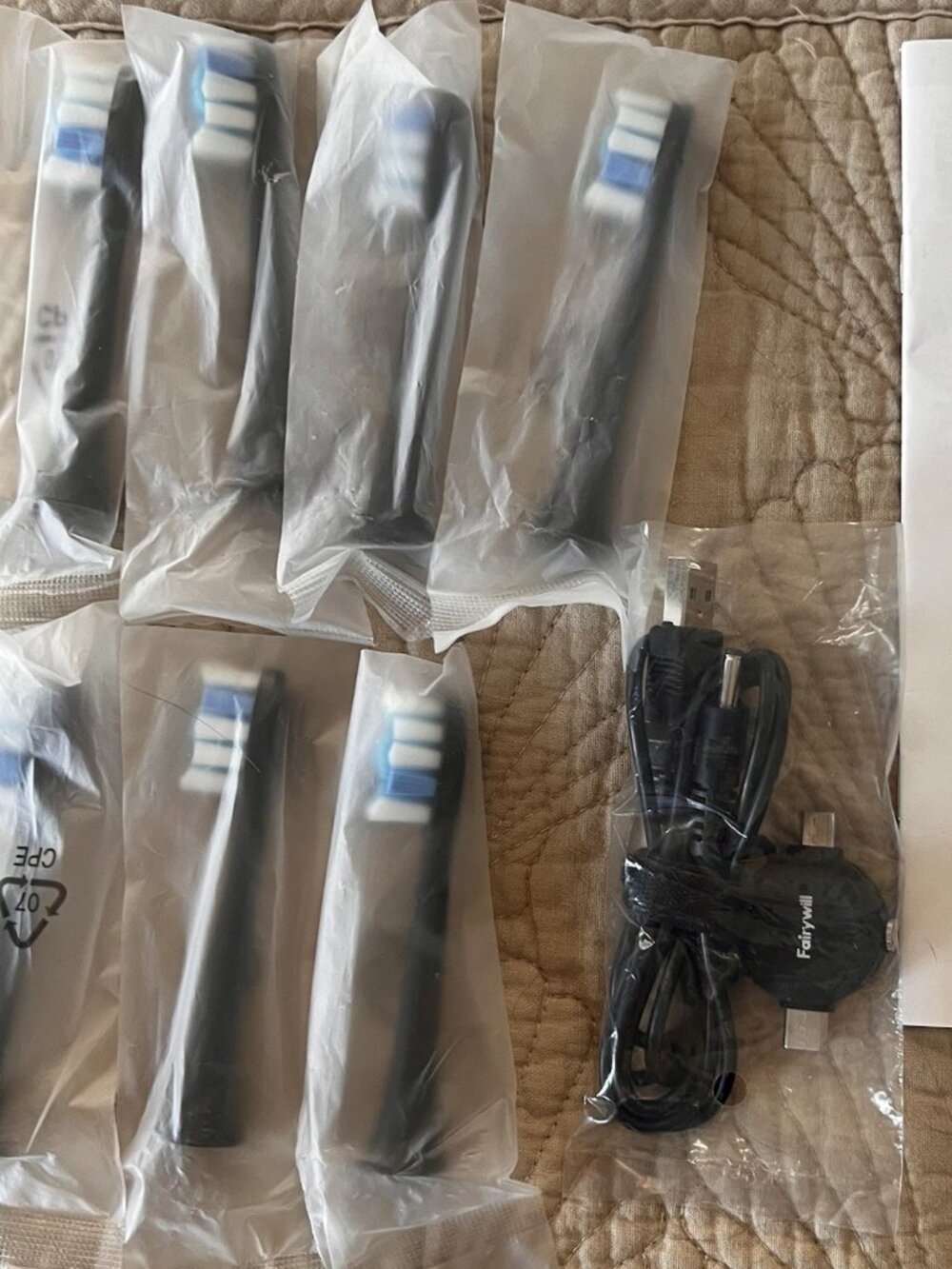 USB Cable & OEM Brush Heads For Fairywill Sonic Electric Toothbrush Sealed